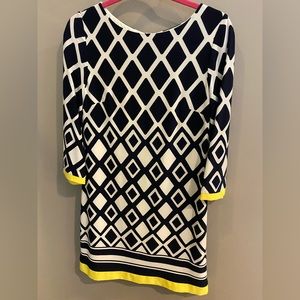 Eliza J size 8 dress.  Navy with yellow detail.  EUC.